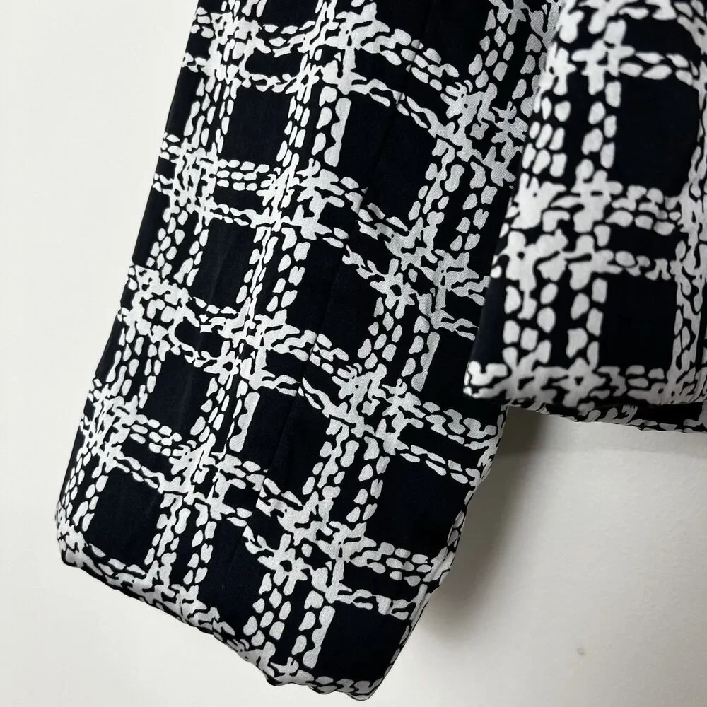 August Silk Vintage 100% Silk Blazer Black & White Women’s M - Picture 2 of 9